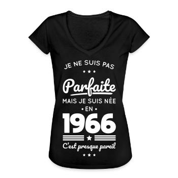 Geboren 1966 – Nicht perfekt, aber fast - Frauen Vintage T-Shirt - Schwarz - Vorne - Danielle (179cm)
