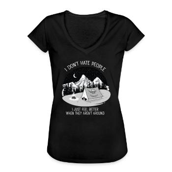 I Don't Hate People...Mountains, Camping, Campfire - T-shirt vintage Femme - noir - Devant - Danielle (179cm)