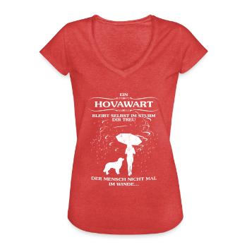 Frauen-Hundeshirt mit Hovawart - Frauen Vintage T-Shirt - Rot meliert - Vorne - Danielle (179cm)