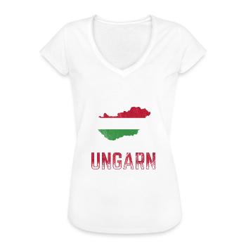 Ungarn Ungarische Flagge - Frauen Vintage T-Shirt - Schwarz - Vorne - Danielle (179cm)