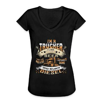 LKW Fahrer Chauffeur de camion - T-shirt vintage Femme - noir - Devant - Danielle (179cm)