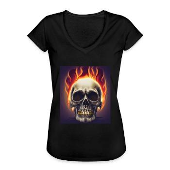 Skull fire - T-shirt vintage Femme - noir - Devant - Danielle (179cm)