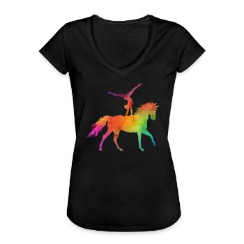Voltigieren Aquarell Look - Frauen Vintage T-Shirt - Schwarz - Vorne - Danielle (179cm)