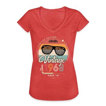 Jahrgang seit 1968 - Frauen Vintage T-Shirt - Rot meliert - Vorne - Danielle (179cm)
