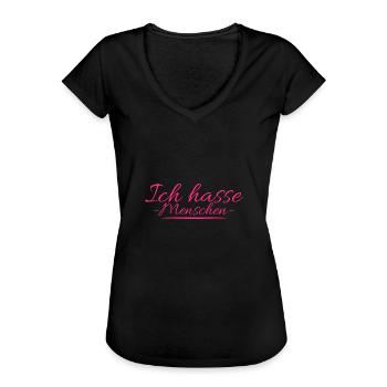 Ich hasse Menschen - Frauen Vintage T-Shirt - Schwarz - Vorne - Danielle (179cm)