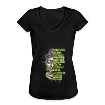 Meditation Zitat Buddhismus Buddha Inspirierend - Frauen Vintage T-Shirt - Schwarz - Vorne - Danielle (179cm)