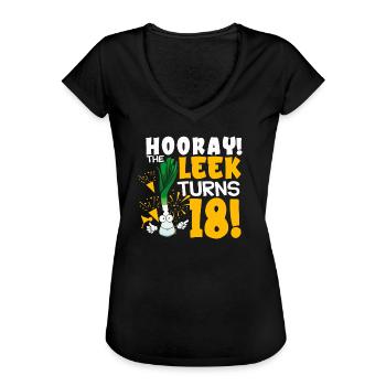 Adult 18th Bday Hooray The Leek Turns 18 Years Old - Frauen Vintage T-Shirt - Schwarz - Vorne - Danielle (179cm)