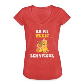 I Am On My Sausage Behavior - Women's Vintage T-Shirt - heather red - Front - Danielle (179cm)