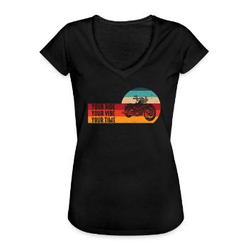 Your Ride Your Vibe Your Time - Women's Vintage T-Shirt - black - Front - Danielle (179cm)