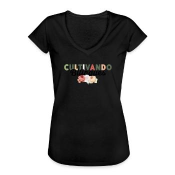 Cultivando Bilingües Spanischlehrer Bekleidung - Frauen Vintage T-Shirt - Schwarz - Vorne - Danielle (179cm)