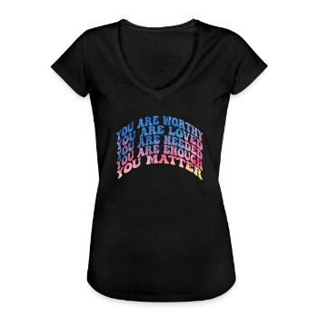 Dépression et conscience bipolaire : - T-shirt vintage Femme - noir - Devant - Danielle (179cm)