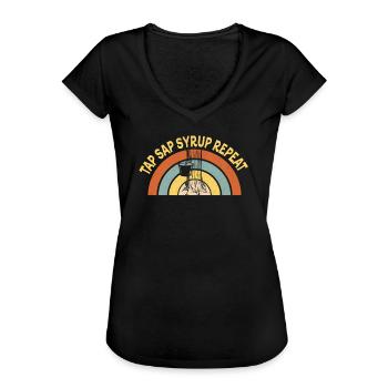 Maple Tree Essence Hommes Femmes Drôle - T-shirt vintage Femme - noir - Devant - Danielle (179cm)