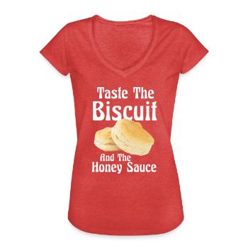 Taste The Biscuit Taste The Goodness - Women's Vintage T-Shirt - heather red - Front - Danielle (179cm)