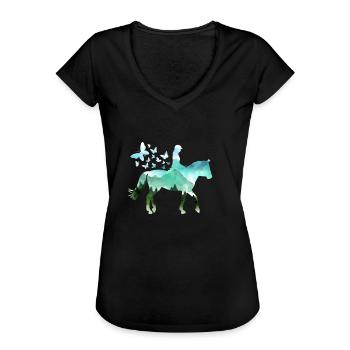 Reiterin Pferd Natur Reiten Mädchen Geschenk Hufe - Frauen Vintage T-Shirt - Schwarz - Vorne