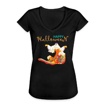 Halloween Gespenst und Meer - Frauen Vintage T-Shirt - Schwarz - Vorne - Danielle (179cm)