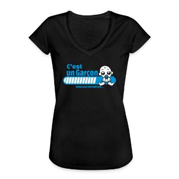 annonce grossesse - c'est un garçon - T-shirt vintage Femme - noir - Devant - Danielle (179cm)