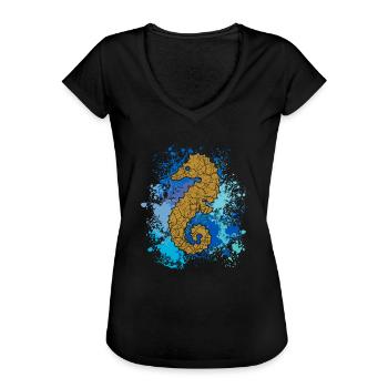 Seepferd | Seepferdchen | Hippocampus - Frauen Vintage T-Shirt - Schwarz - Vorne - Danielle (179cm)