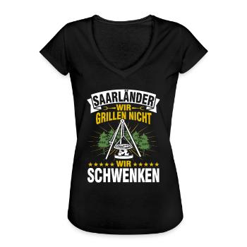 Schwenker Saarland schwenken Saarlaender grillen - Frauen Vintage T-Shirt - Schwarz - Vorne - Danielle (179cm)