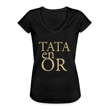 Tata En Or Tata D'Amour Cadeau Annonce Grossesse - T-shirt vintage Femme - noir - Devant - Danielle (179cm)