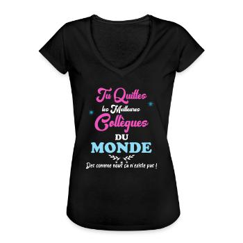 Meilleure Collègue Du Monde Départ Retraite Femme - T-shirt vintage Femme - noir - Devant - Danielle (179cm)