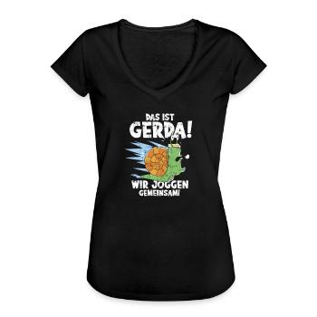 Das Ist Gerda Wir Joggen Gemeinsam - Fitness - Frauen Vintage T-Shirt - Schwarz - Vorne - Danielle (179cm)