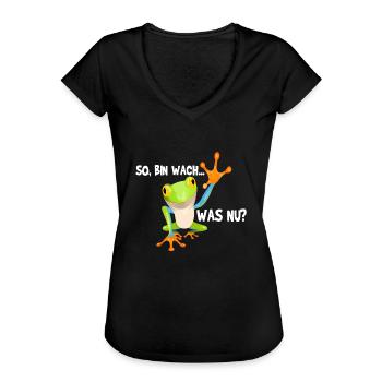Frosch Froschmotiv Frösche Amphibien Geschenkidee - Frauen Vintage T-Shirt - Schwarz - Vorne - Danielle (179cm)