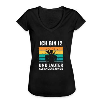 Drummer Schlagzeug Schlagzeuger 12. Geburtstag - Frauen Vintage T-Shirt - Schwarz - Vorne - Danielle (179cm)