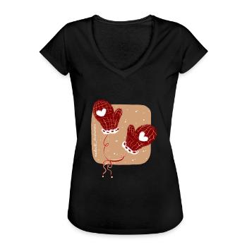 Handschuhe im Winter - Frauen Vintage T-Shirt - Schwarz - Vorne - Danielle (179cm)