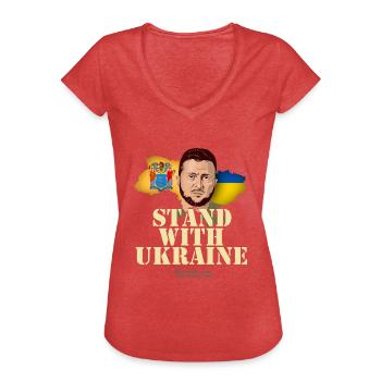 Ukraine New Jersey Drapeaux Zelenskyj - T-shirt vintage Femme - rouge chiné - Devant - Danielle (179cm)