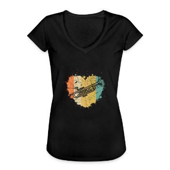 Trompete Trompetenspieler Trompeter - Frauen Vintage T-Shirt - Schwarz - Vorne - Danielle (179cm)