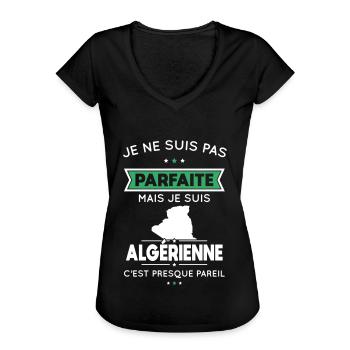 Je ne suis pas parfaite mais je suis Algérienne - T-shirt vintage Femme - noir - Devant - Danielle (179cm)