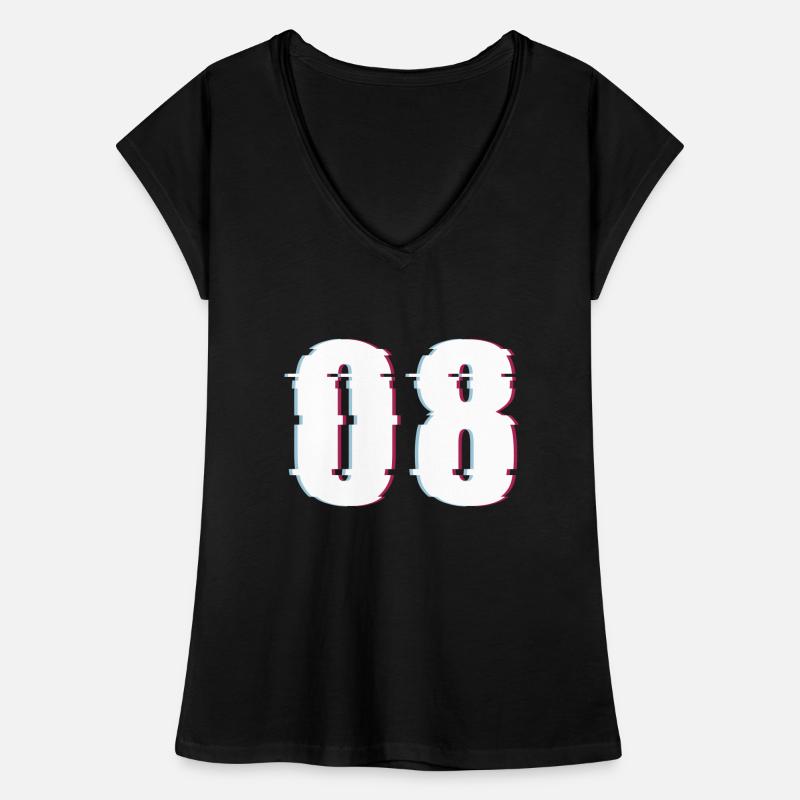 Eight 8 Number 08 Effect Distorted Number Women's Vintage T-Shirt