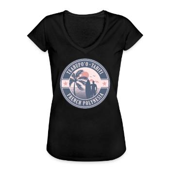 Teahupo'o Tahiti Französisch Polynesien Vintage Surfen - Frauen Vintage T-Shirt - Schwarz - Vorne - Danielle (179cm)