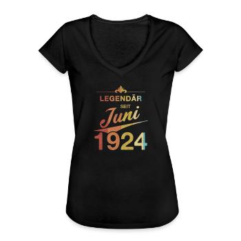 100th Birthday Legendary since June 1924 - Women's Vintage T-Shirt - black - Front - Danielle (179cm)