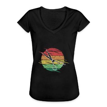 Friseur Schere - Frauen Vintage T-Shirt - Schwarz - Vorne - Danielle (179cm)