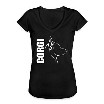 CORGI Profil Chiens Chien Wilsigns - T-shirt vintage Femme - noir - Devant - Danielle (179cm)