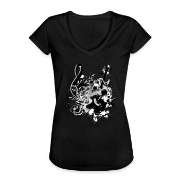 Gitarre Notenschlüssel - Frauen Vintage T-Shirt - Schwarz - Vorne