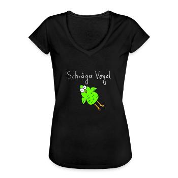 Oiseau oblique des phrases drôles - T-shirt vintage Femme - noir - Devant - Danielle (179cm)