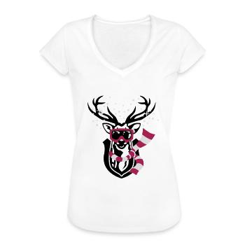 Skihirsch - Frauen Vintage T-Shirt - Schwarz - Vorne - Danielle (179cm)