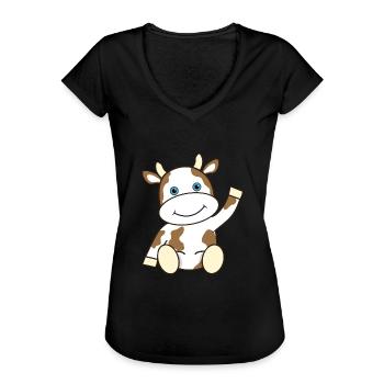 Cadeau de vache drôle pour les enfants - T-shirt vintage Femme - noir - Devant