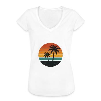 Retro Sonnenuntergang - Frauen Vintage T-Shirt - Schwarz - Vorne
