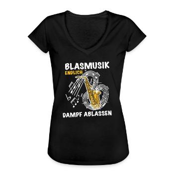 Blasmusik endlich Dampf ablassen Saxophon - Frauen Vintage T-Shirt - Schwarz - Vorne - Danielle (179cm)
