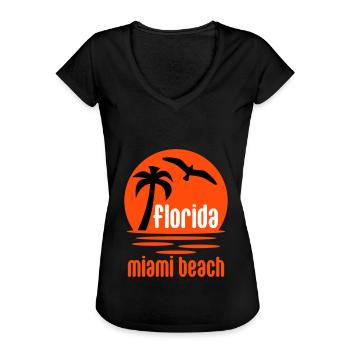 Florida, Miami beach (Sonne, Palme, Vogel) - Frauen Vintage T-Shirt - Schwarz - Vorne - Danielle (179cm)