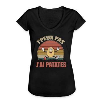 J'peux pas j'ai Patates Cadeau Jardinier Humour - T-shirt vintage Femme - noir - Devant - Danielle (179cm)
