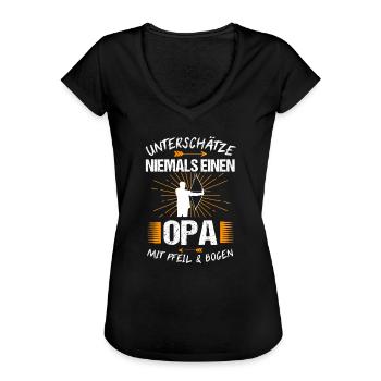 Bogenschießen Opa Bogenschütze Geschenk - Frauen Vintage T-Shirt - Schwarz - Vorne