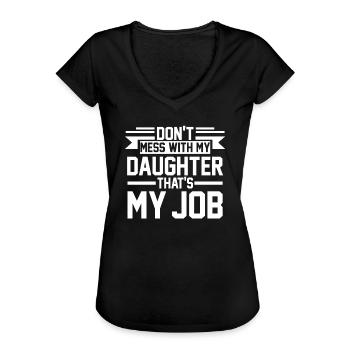 Fille & papa fille père cadeau - T-shirt vintage Femme - noir - Devant - Danielle (179cm)