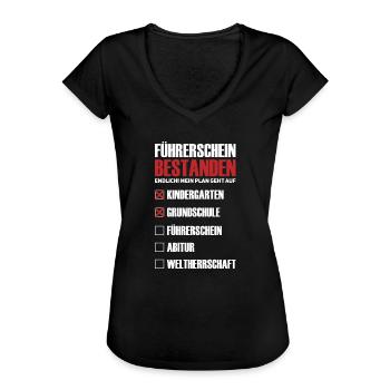 Führerschein Bestanden Fahrprüfung Geschenk - Frauen Vintage T-Shirt - Schwarz - Vorne