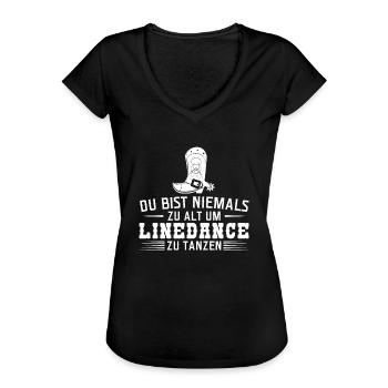 Linedance Linedancer Tänzer Geschenk - Frauen Vintage T-Shirt - Schwarz - Vorne - Danielle (179cm)