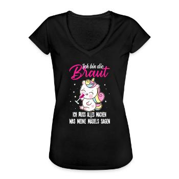 Braut Einhorn Hochzeit Geschenk - Frauen Vintage T-Shirt - Schwarz - Vorne