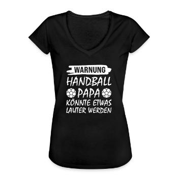 Handball Papa Handballspieler Geschenk - Frauen Vintage T-Shirt - Schwarz - Vorne